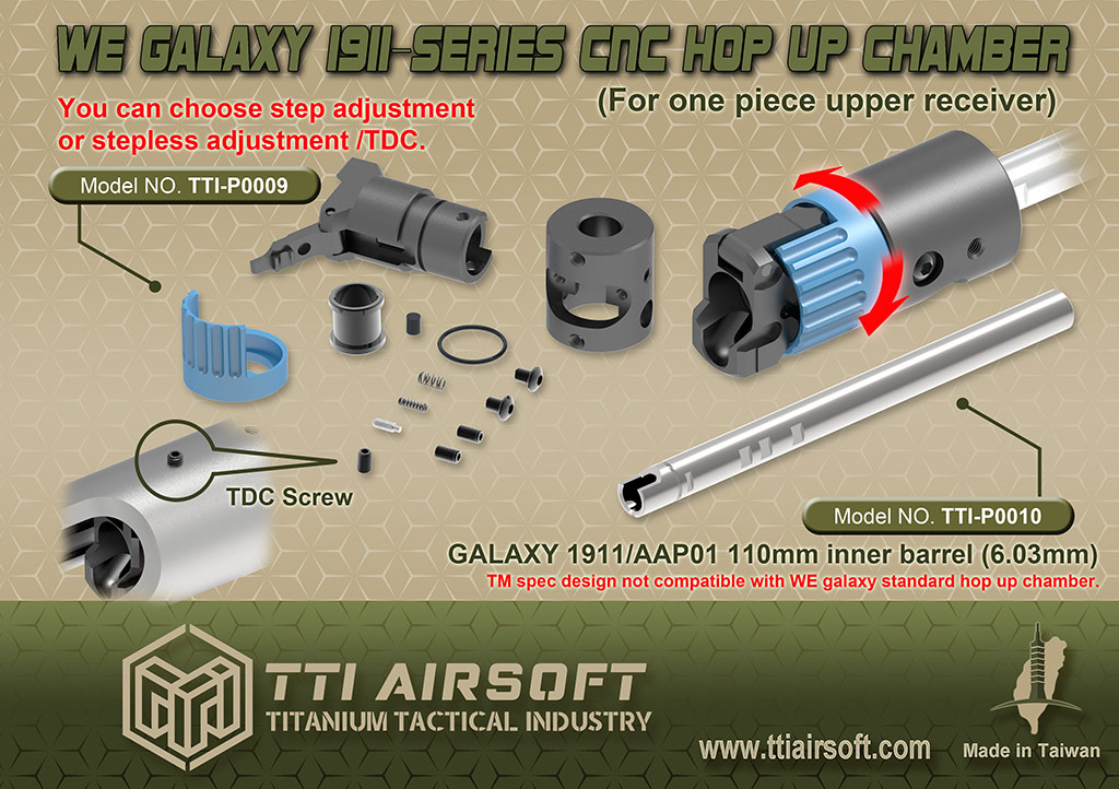 TTI AIRSOFT WE Galaxy1911 CNC-Hop-up Chamber